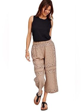 Shannon Passero Bandana Gauze Wide Leg Pants NWT S Cropped Lagenlook Boho Beach